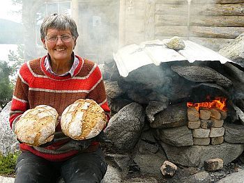 Chris Czajkowski and her stone oven