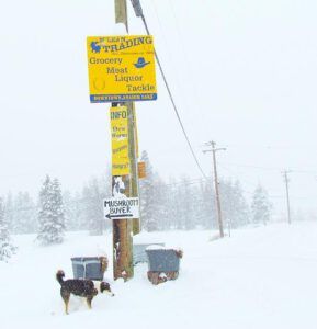 McLeans Trading sign, downtown Anahim Lake