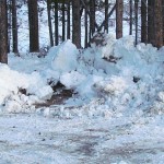 dirty snowpiles at Ginty Creek
