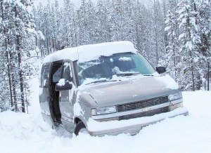 van stuck on my road at Ginty Creek