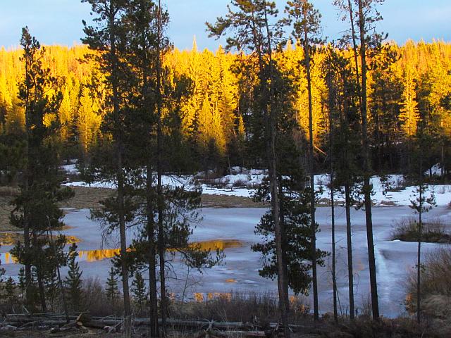 the pond at Ginty Creek at sunset