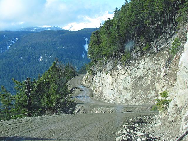 One of the many single-lane stretches along Highway 20 going down The Hill