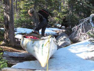 portaging the canoe