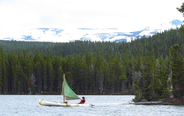 sailing the canoe at Nuk Tessli