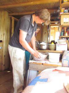 kneading bread at Nuk Tessli