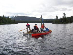 paddling into the wind up the lake