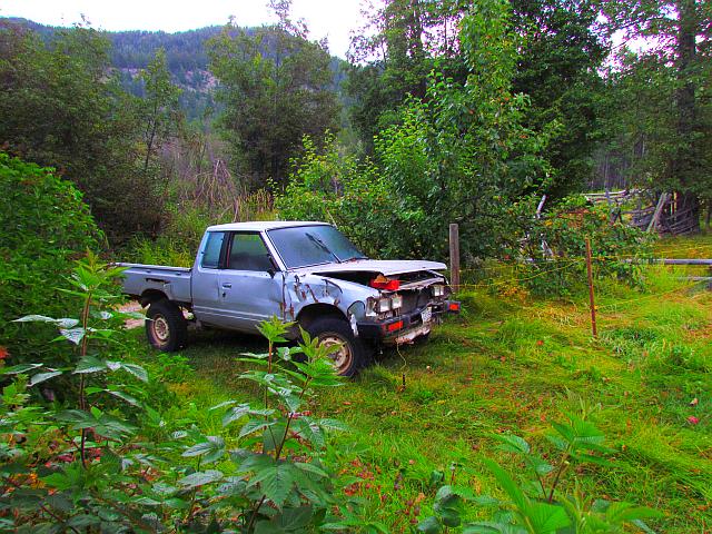 pickup and electric fence at the Precipice