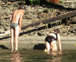 6. Examining bear tracks