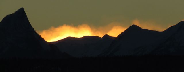 mountains rimmed with fire